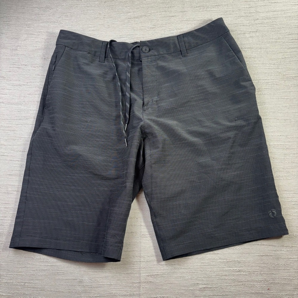 Hang Ten Mens Black Hybrid Shorts Size 36 Textured Quick Dry Board Shorts